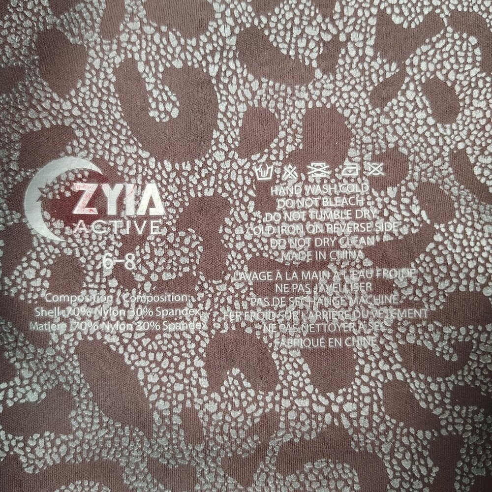 Zyia Purple Leopard Supreme High Rise Leggings Womens M 6-8 Athletic Yoga - Picture 6 of 11